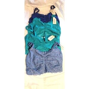 NWT ~ 4 bra lot Soma Bralette Lace Bandeau Bra Turquoise, light or cobalt blue S